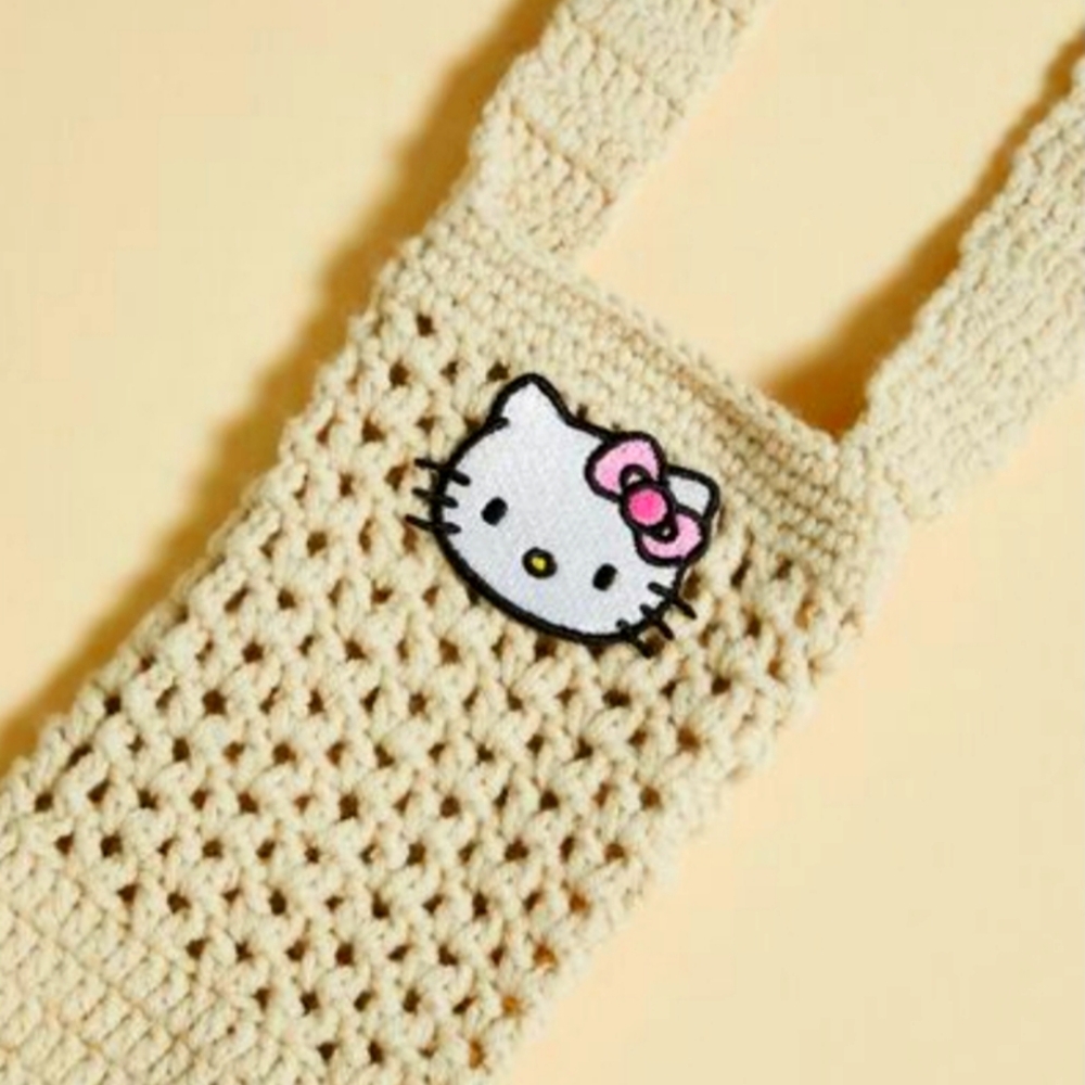 Hello Kitty Crochet Crossbody Bag Cellphone Purse Sanrio Kawaii Cartoon Kids Y2K